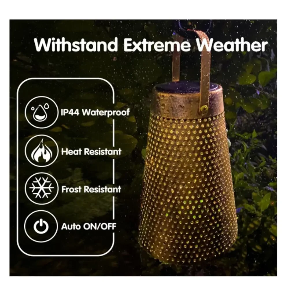 Solar Hollow Out Outdoor Light 2 Pack - Metal Lantern 5.04